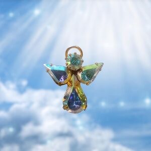 Aurora Borealis Glass Prismatic Angel Pendant